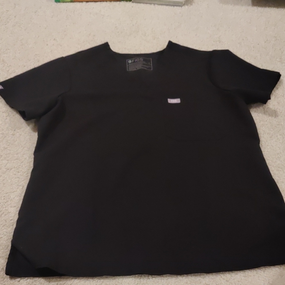 Figs Women’s Scrub Top Black Short Sleeve 1 Pocket V Neck Sz M Y2K Retro Inspire